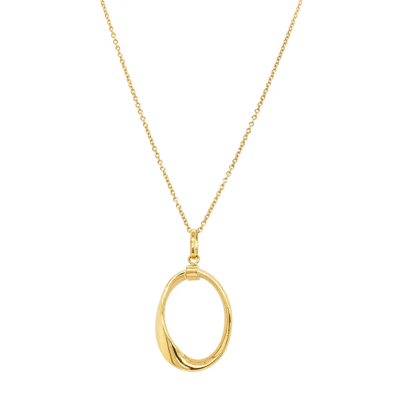 large statement necklaces for women-9ct Yellow Gold Oval Ribbon Pendant with Chain