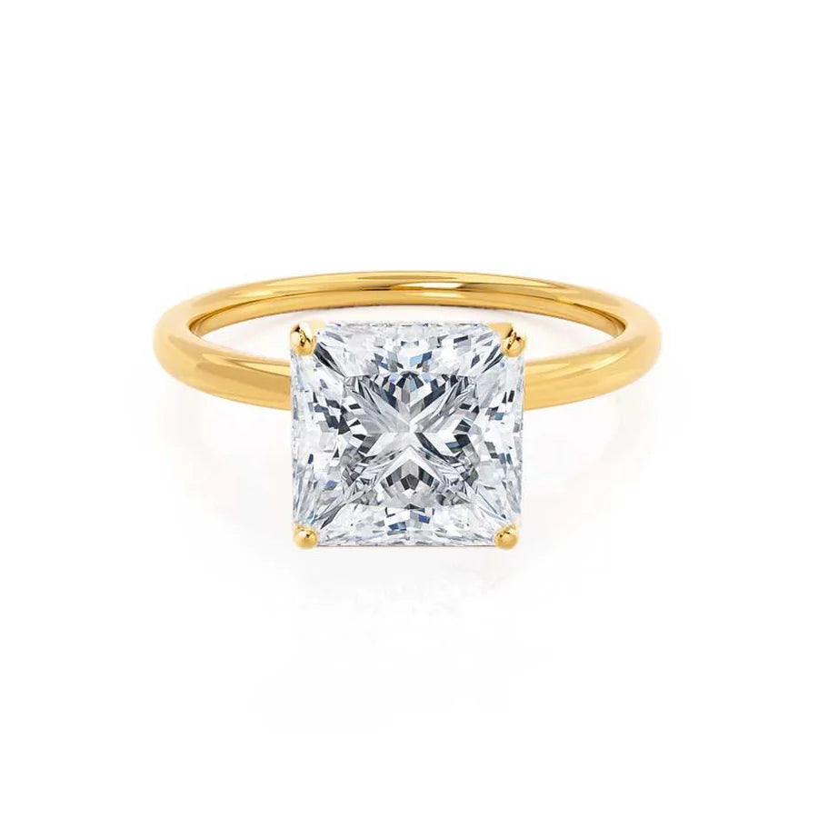 diamond engagement rings for women-LULU - Princess Lab Diamond 18k Yellow Gold Petite Solitaire