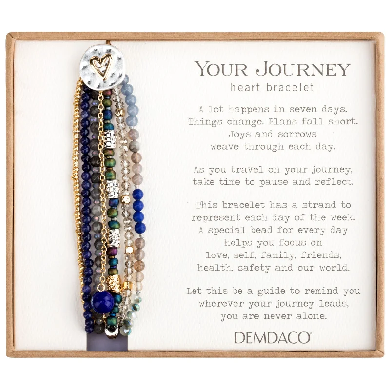 bohemian bracelets for women-Indigo Beaded Journey Bracelet