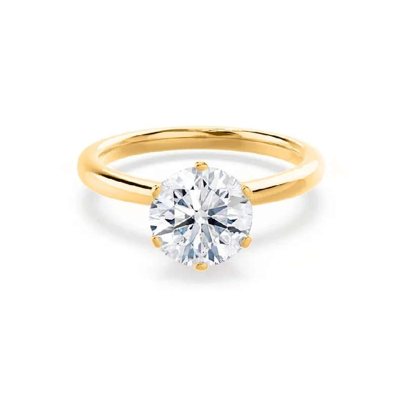 double-band engagement rings for women-SERENITY - Round Diamond Solitaire 18k Yellow Gold Engagement Ring