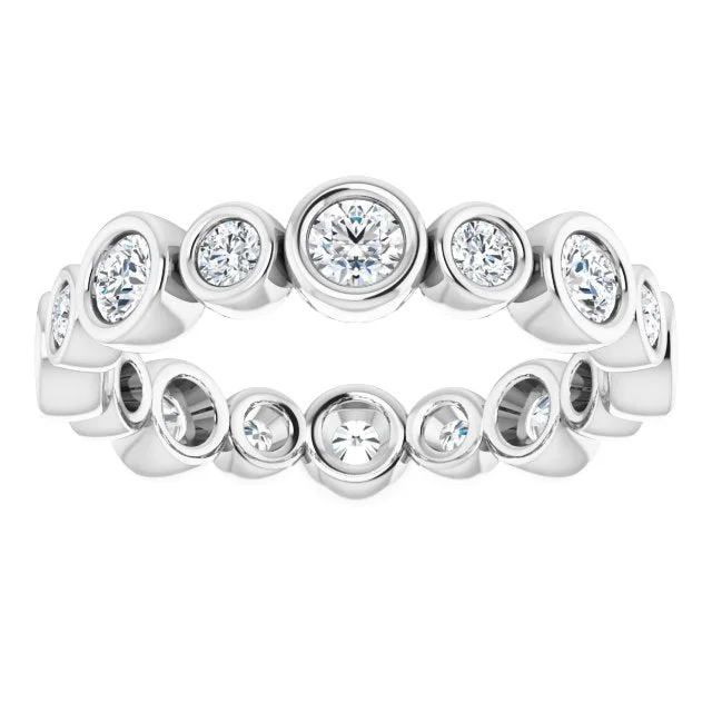 contemporary rings for women-1.15 ct. Round Diamond Eternity Band Bezel Set Stackable Ring