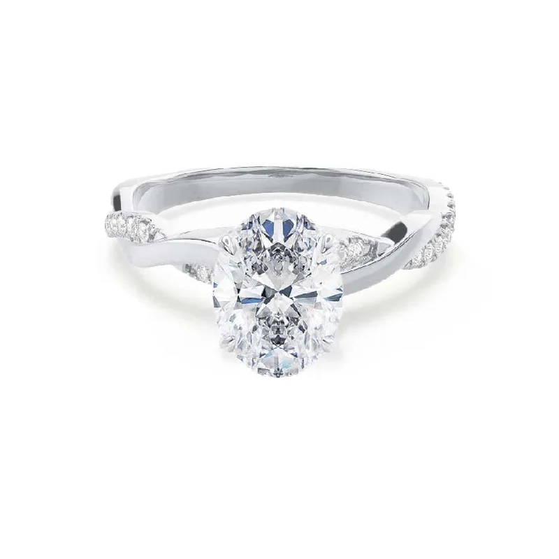 customized diamond engagement rings for women-EDEN - Oval Natural Diamond Platinum Vine Solitaire