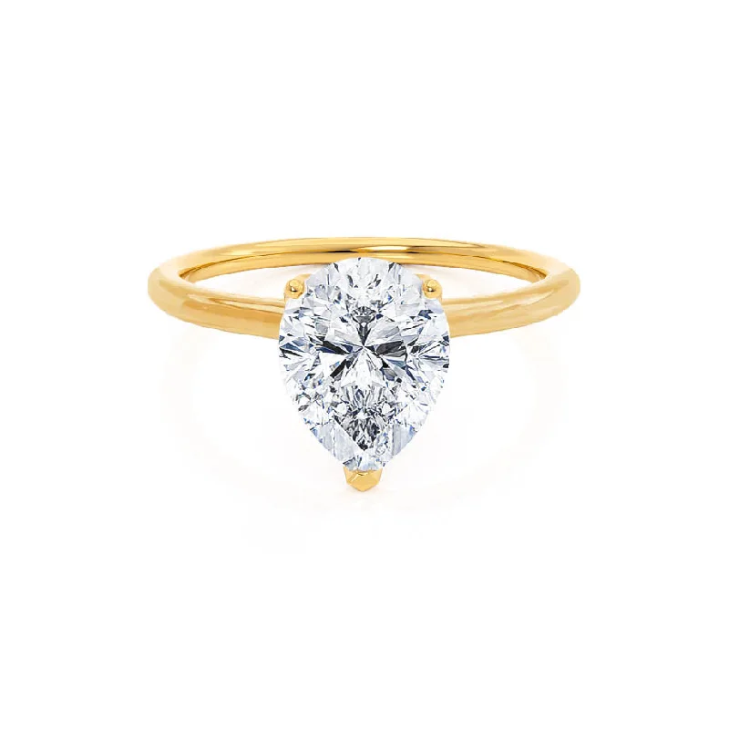 vintage-style engagement rings for women-LULU - Pear Diamond Petite Solitaire 18k Yellow Gold Engagement Ring