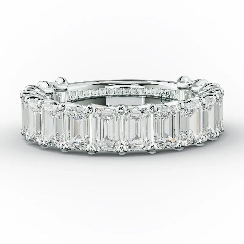 luxury wedding bands for women-4.0 Carat Emerald Cut Diamond Anniversary Band U Prong