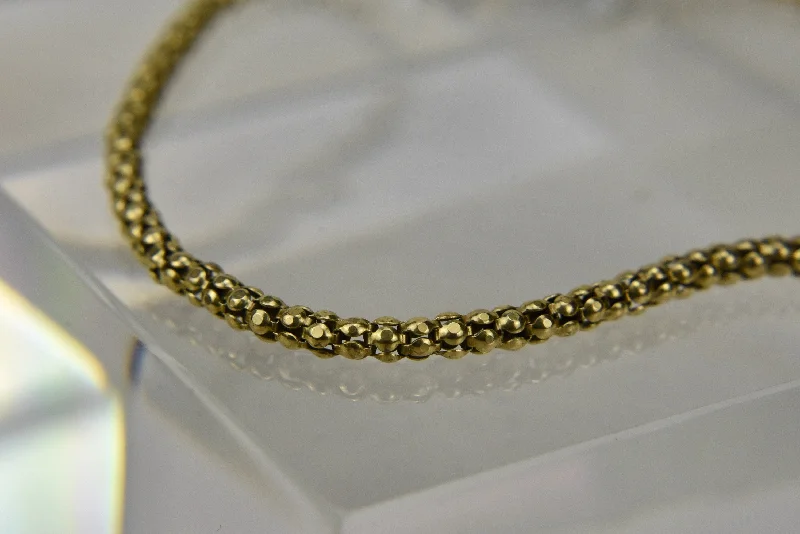 delicate bangles for women-Gold Tone Sterling Silver Popcorn Link Italian Bracelet