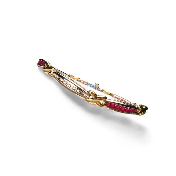 contemporary cuff bracelets for women-Gorgeous Estate 14K White Gold Ruby Diamond X Tennis Bracelet