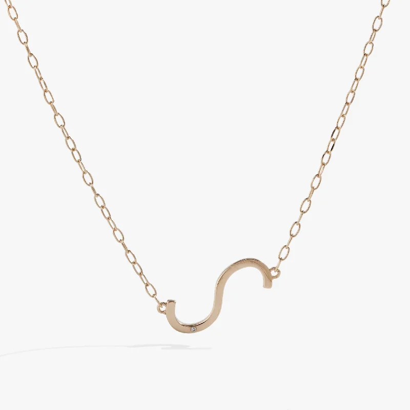 stylish necklaces for women-Initial S Precious Elongated Necklace