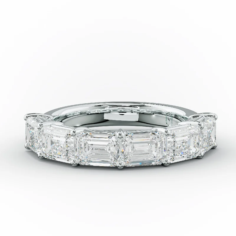 vintage-inspired rings for women-3 Carat East West Emerald Cut Diamond Anniversary Band