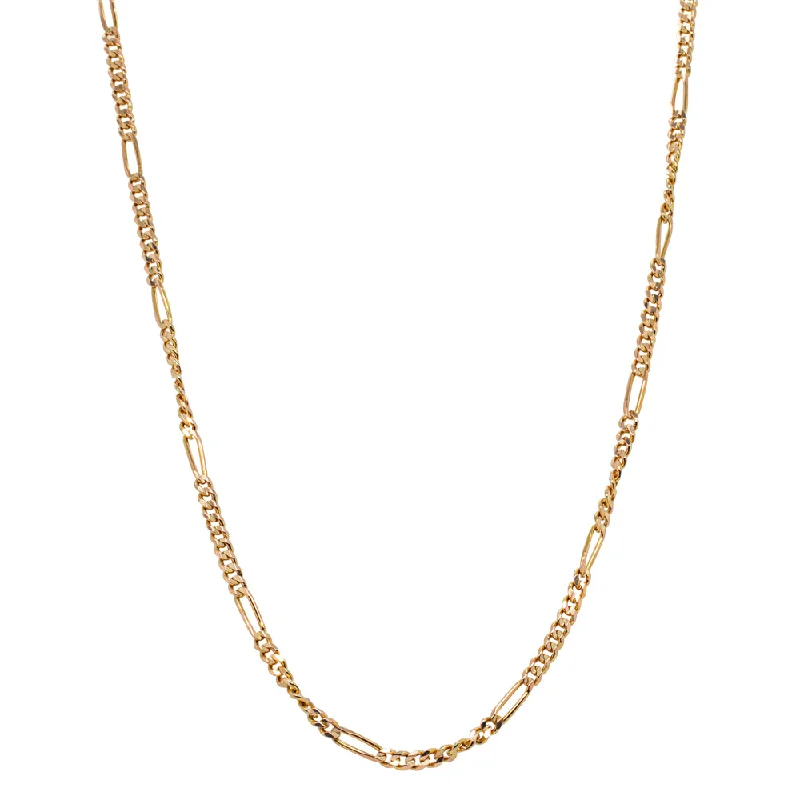 hand-crafted necklaces for women-Deja Vu 21ct Yellow Gold Figaro Chain