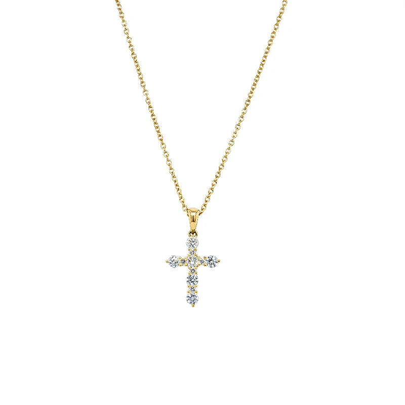 timeless necklaces for women-18ct Yellow Gold .45ct Diamond Cross Pendant