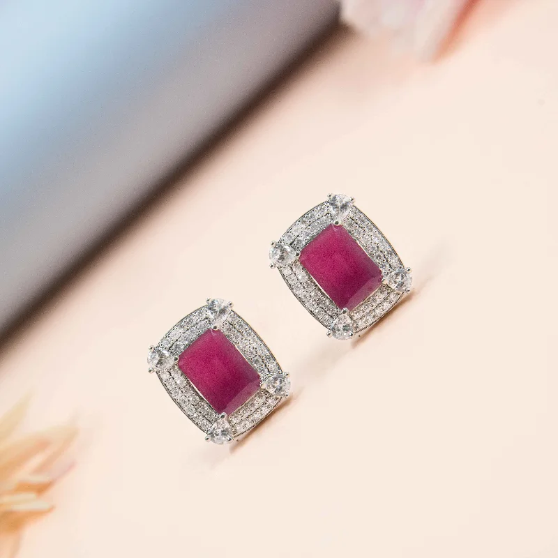 floral earrings for women-Nipura Scarlett Whisper Zircon Etud Earrings