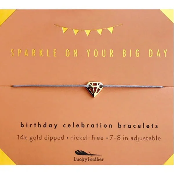 pearl bracelets for women-Lucky Feather Gold Bracelet Sparkly Birthday