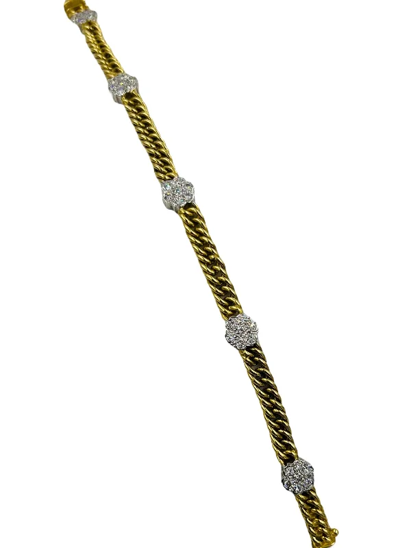 trendy cuff bangles for women-1970s Yellow Gold Diamond Link Bracelet