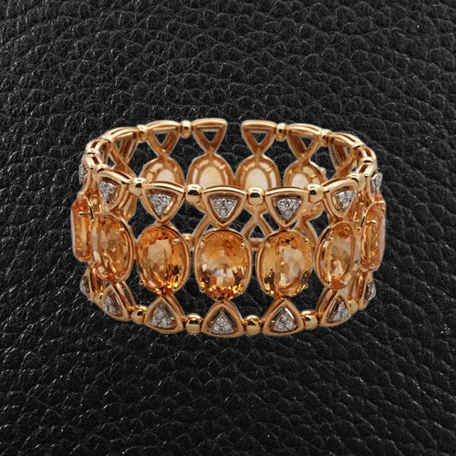 unique bangles for women-Citrine & Diamond Cuff Bracelet