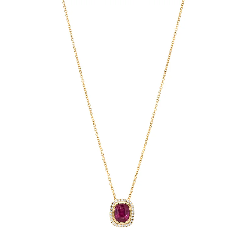 dazzling necklaces for women-18ct Yellow Gold 1.54ct Pink Sapphire & Diamond Isla Pendant