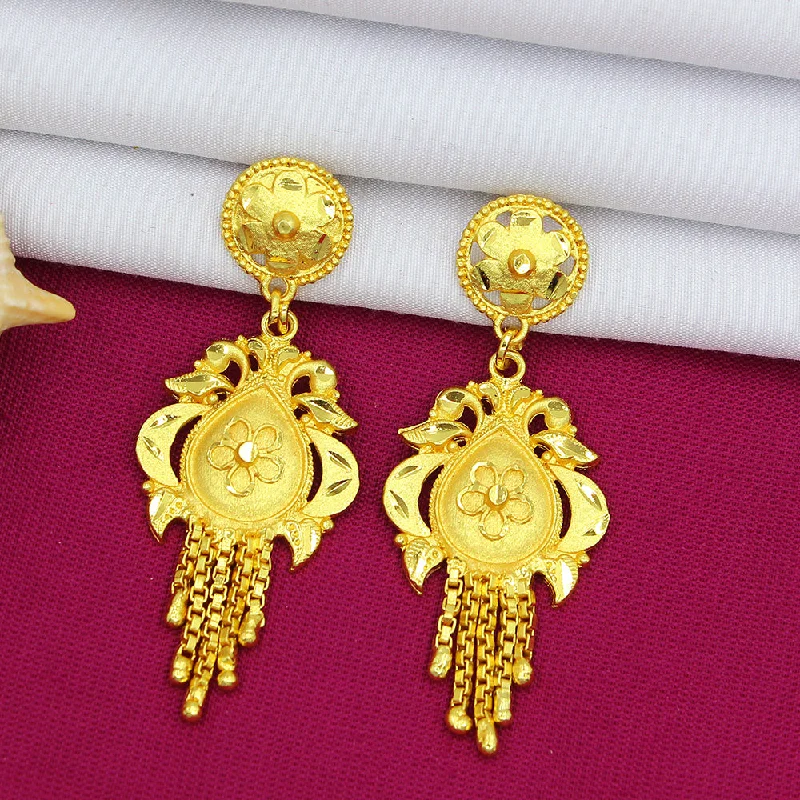 trendy hoop earrings for women-Mahavir Dye Gold Dangler Earrings