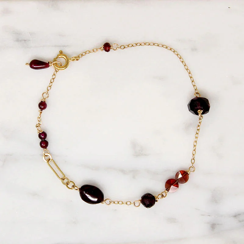 colorful gold bangles for women-Decadent Garnet Bead Bracelet by Brin