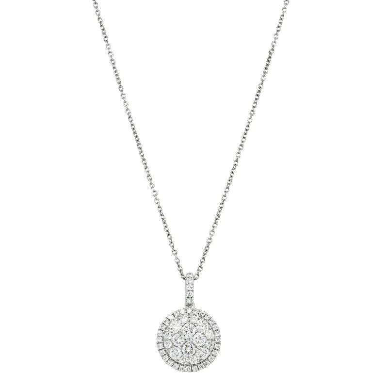 high-end necklaces for women-Deja Vu 18ct White Gold 1.34ct Diamond Cluster Pendant