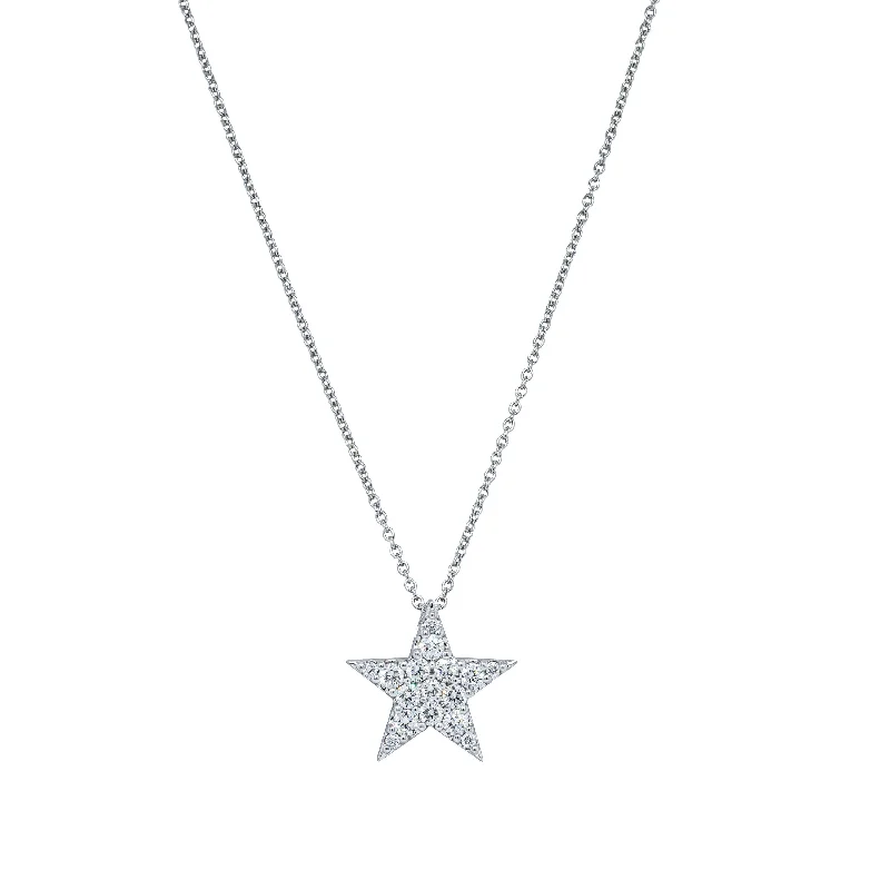 layered chain necklaces for women-18ct White Gold .64ct Diamond Star Pendant