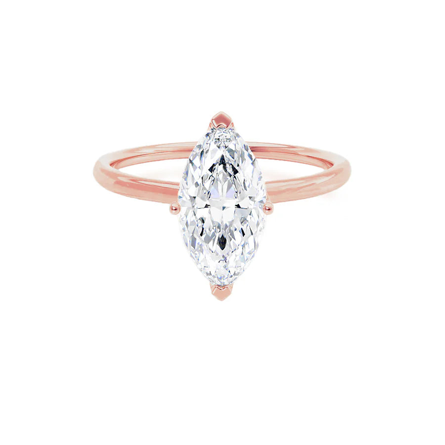 personalized diamond engagement rings for women-LULU - Marquise Lab Diamond 18k Rose Gold Petite Solitaire