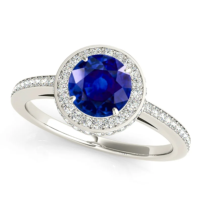 matching wedding rings for women-2.40 ct. Genuine Blue Sapphire Halo Ring