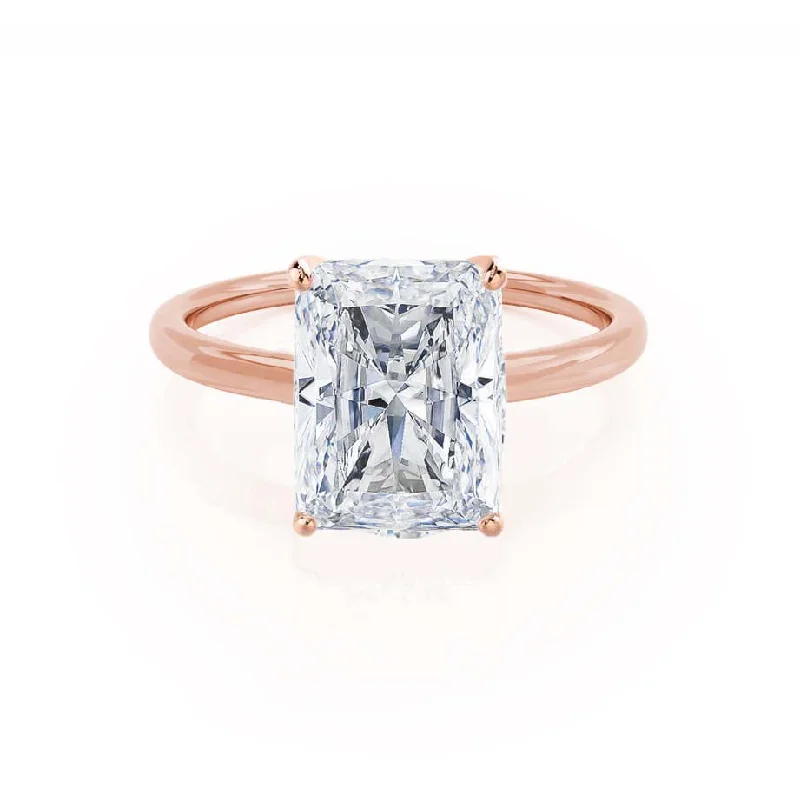 diamond-studded engagement rings for women-LULU - Radiant Lab Diamond 18k Rose Gold Solitaire