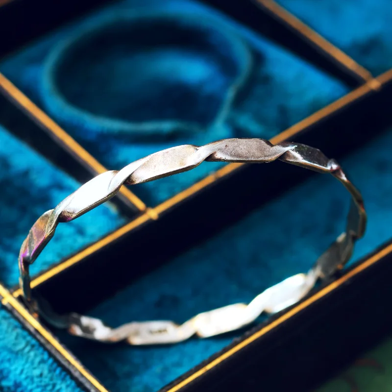 delicate bangles for women-Hand Forged Modernist Silver Twist Bangle