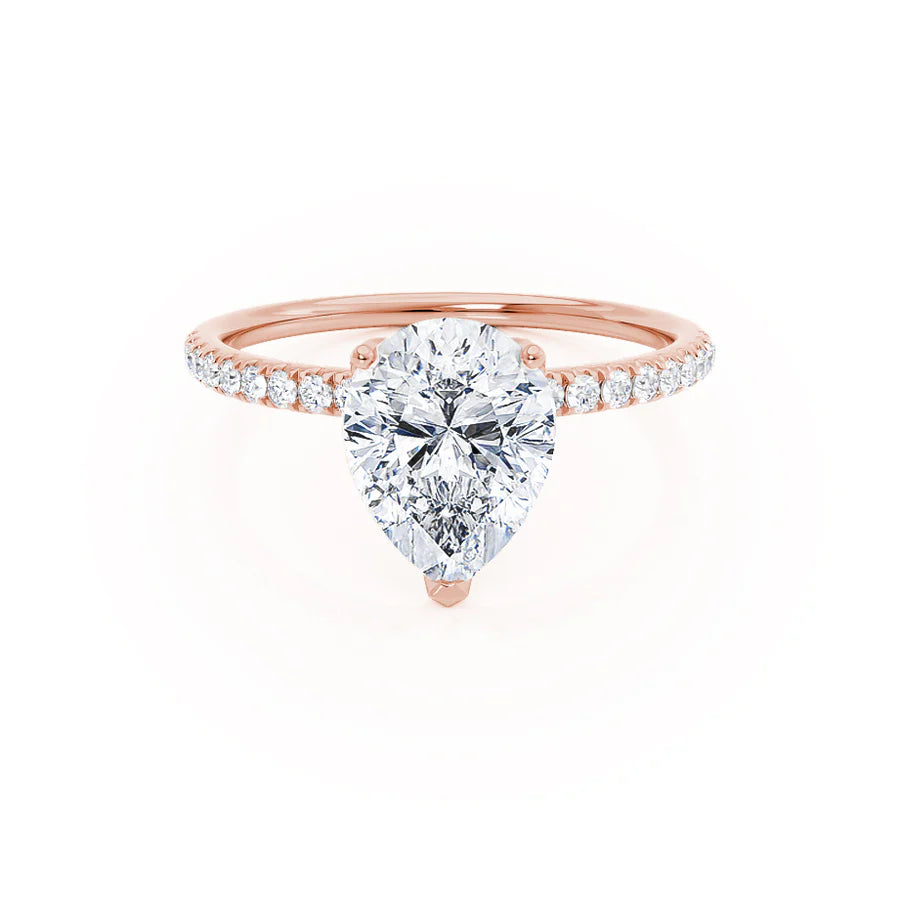 classic engagement rings for women-MACY - Pear Lab Diamond 18k Rose Gold Petite Solitaire