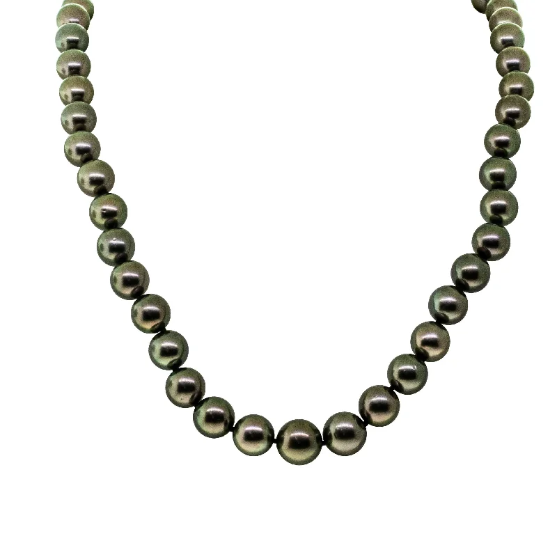 choker necklaces for women-18ct White Gold Tahitian Black Pearl Strand