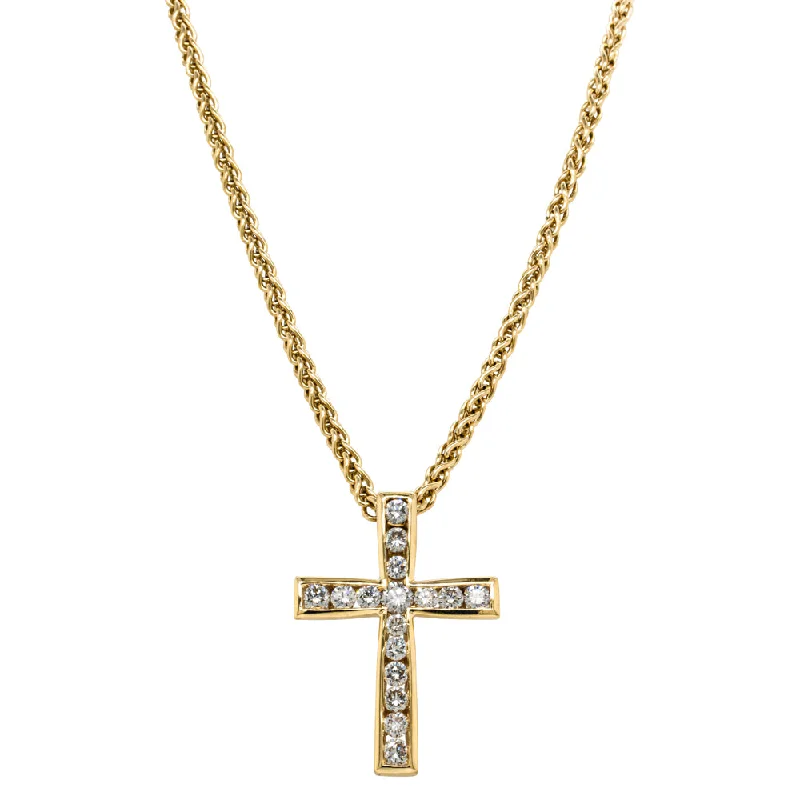 adjustable necklaces for women-Deja Vu 18ct Yellow Gold .70ct Diamond Cross Pendant