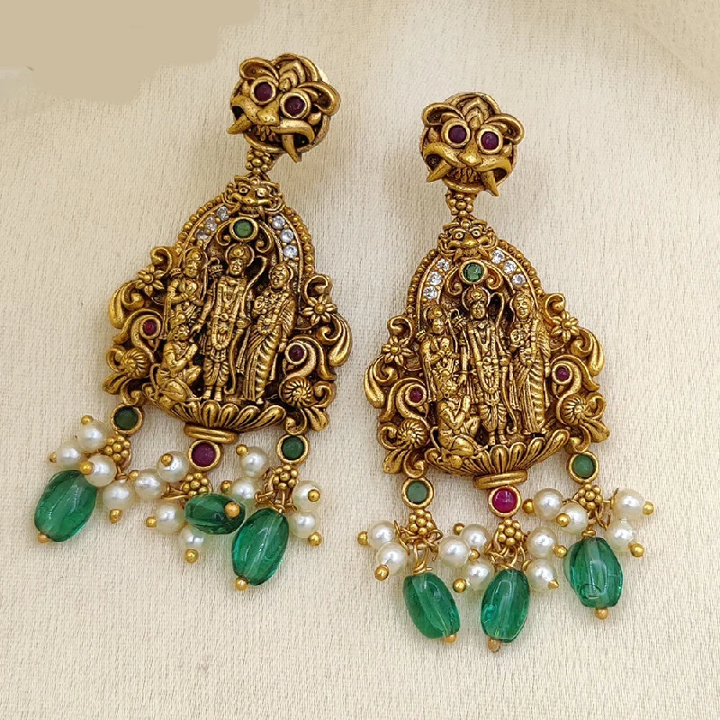 chandelier earrings for women-Jewel Addiction Copper Gold Pota Stone Dangler Earrings