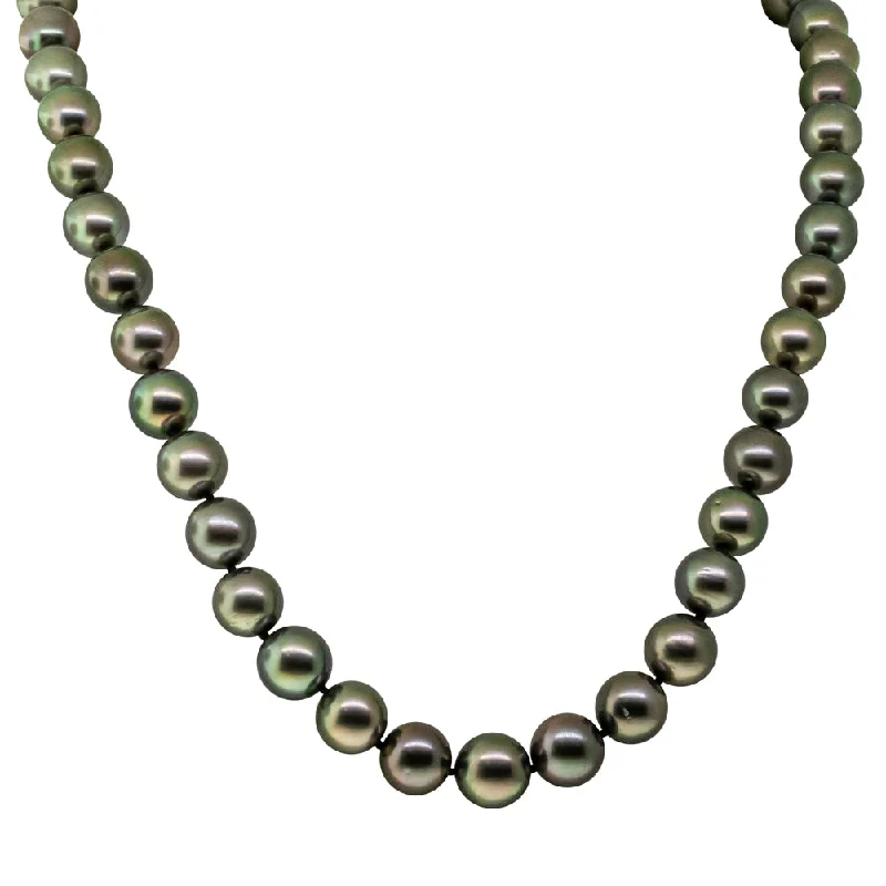 sterling silver chain necklaces for women-9ct Yellow Gold Tahitian Black Pearl Strand