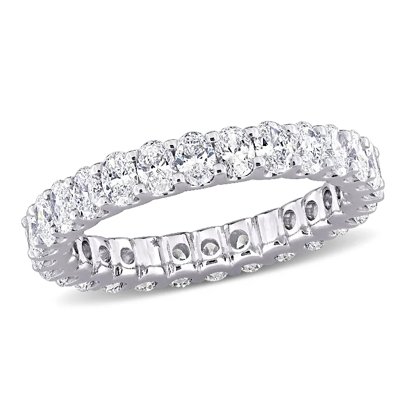 silver engagement rings for women-Created Forever 2 1/4ct TW Oval-Cut Lab-Grown Diamond Eternity Ring in 14k White Gold