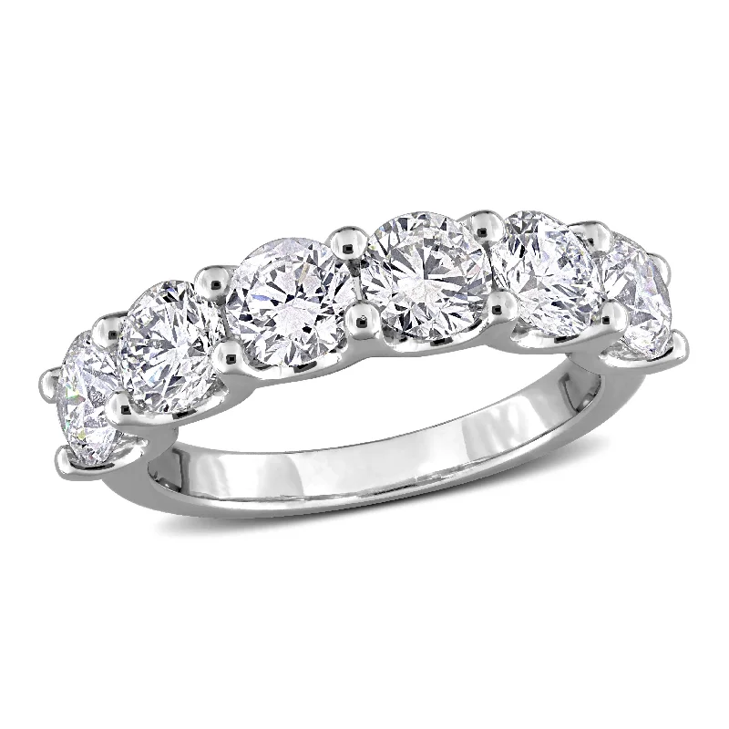 three-stone engagement rings for women-Created Forever 3ct TW Lab-Grown Diamond 6-Stone Anniversary Band in 14k White Gold