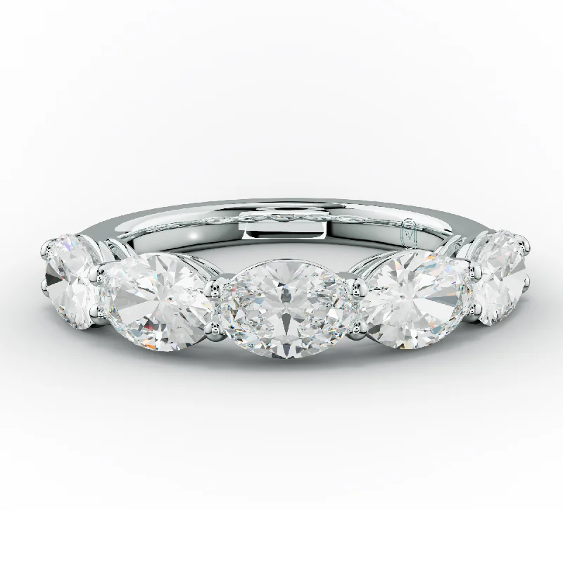 modern engagement rings for women-3.0 Carat East West Oval 5 Stone Diamond Anniversary Band