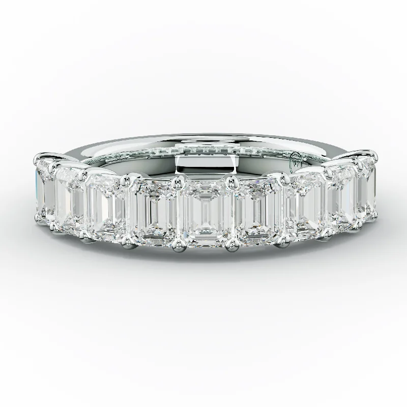 stackable gemstone rings for women-2.0 Carat Emerald Cut Diamond Anniversary Band