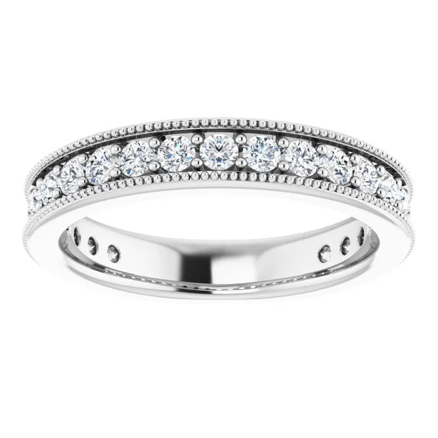 diamond rings for women-0.75 ct. Round Cut Diamond Milgrain Accent Wedding Band