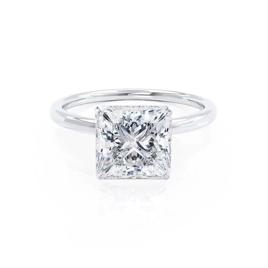 exquisite engagement rings for women-LULU - Princess Lab Diamond 950 Platinum Petite Solitaire