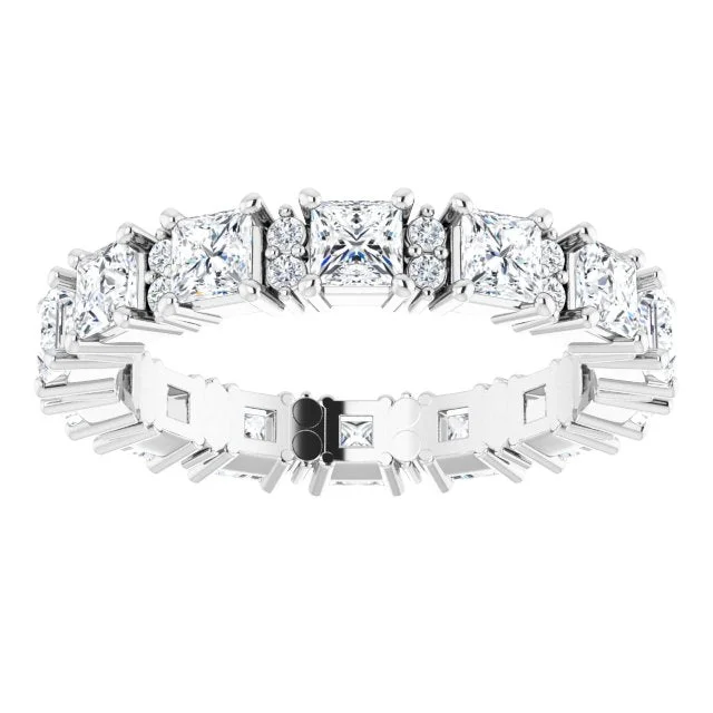 luxurious engagement rings with diamonds for women-2.77 ct. Princess & Round Diamond Eternity Band