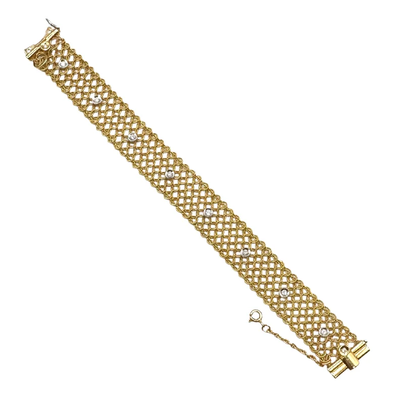 pearl bracelets for women-Vintage Italian 'Galma & Cordif' Diamond 18k Gold Mesh Link Bracelet