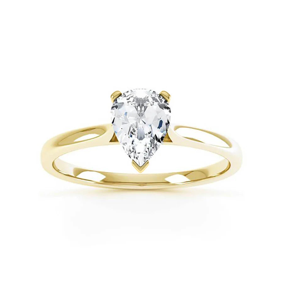 vintage engagement rings for women-SLOANE - Pear Lab Diamond 18k Yellow Gold Petite Solitaire