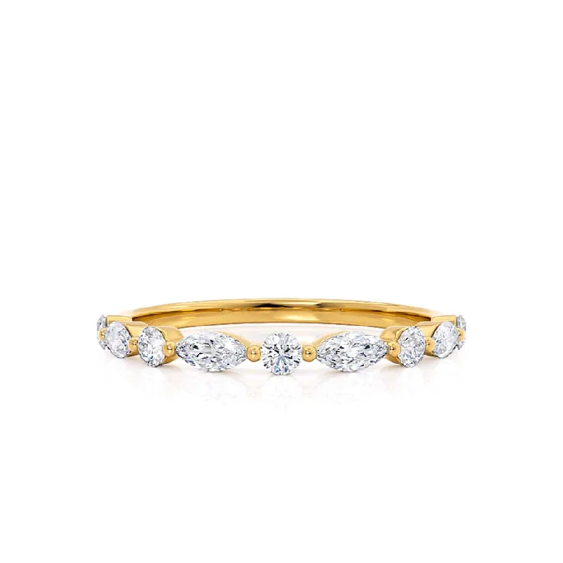 pear-cut engagement rings for women-ALLURE LOVE-  18k Yellow Gold Scatter Eternity Ring