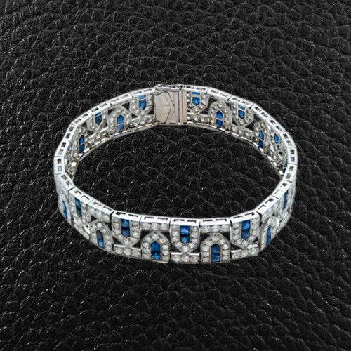 chic bangles for women-Sapphire & Diamond Bracelet