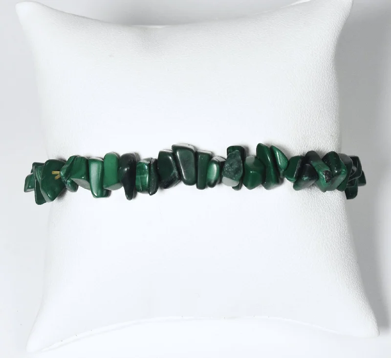 spiral bangles for women-Malachite Chip Bead Stretch Bracelet