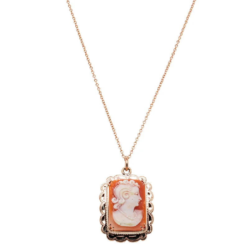 minimalist necklaces for women-Deja Vu 9ct Rose Gold Cameo Pendant