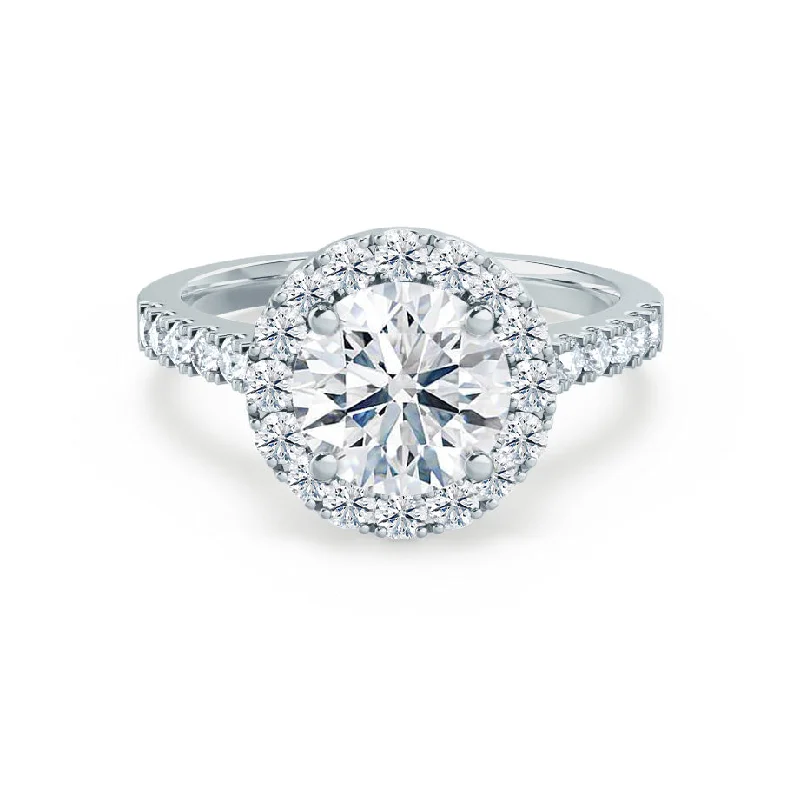 anniversary engagement rings for women-CECILY - Round Moissanite & Diamond Platinum Halo