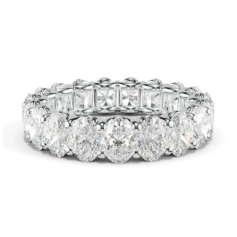 luxurious engagement rings with diamonds for women-5.0 Carat Oval Cut Diamond Eternity Band Shared Prong