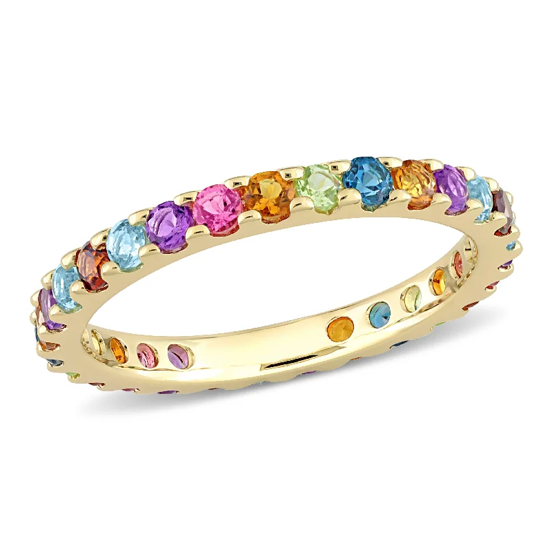 sapphire and diamond engagement rings for women-Mimi & Max 1 1/10ct TGW Multi-Color Gemstone Eternity Ring in 10k Yellow Gold