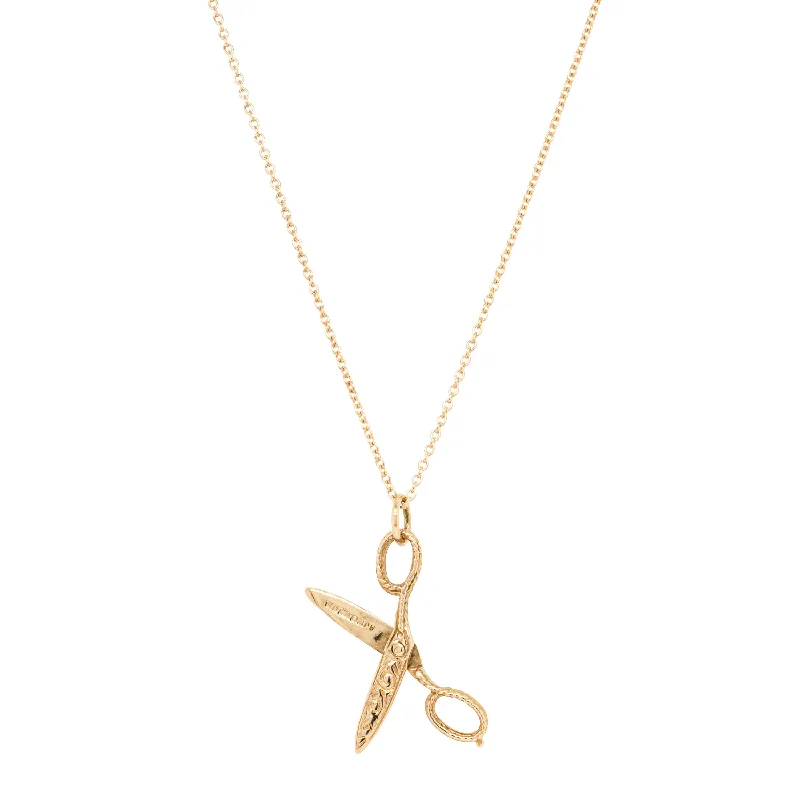 personalized necklaces for women-Deja Vu 9ct Yellow Gold Scissors Necklace