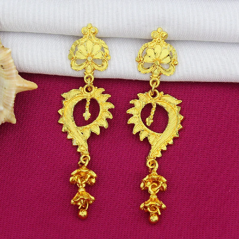 gold-plated earrings for women-Mahavir Dye Gold Dangler Earrings